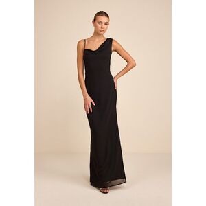 Lulus Vienta Black Chiffon Asymmetrical Maxi Dress - Size M